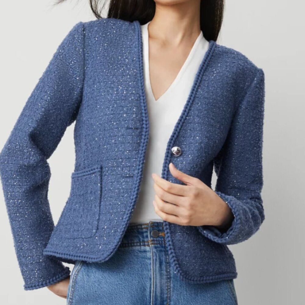 Ann Taylor Sequin Tweed Fitted Jacket — Size 16 Petite / NWT